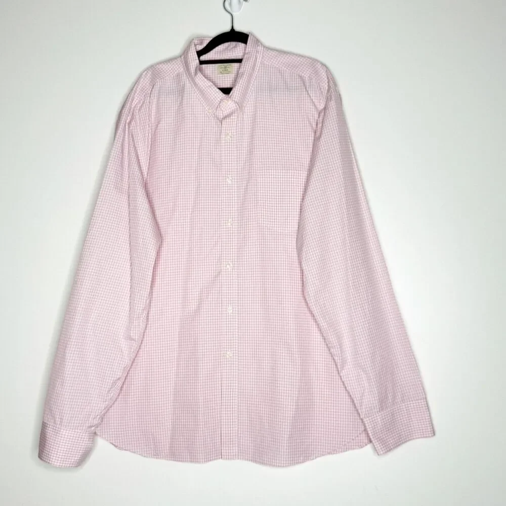 J. Crew Pink Gingham 2-Ply Cotton Pocket Button-Down Shirt Men’s Size XL 17